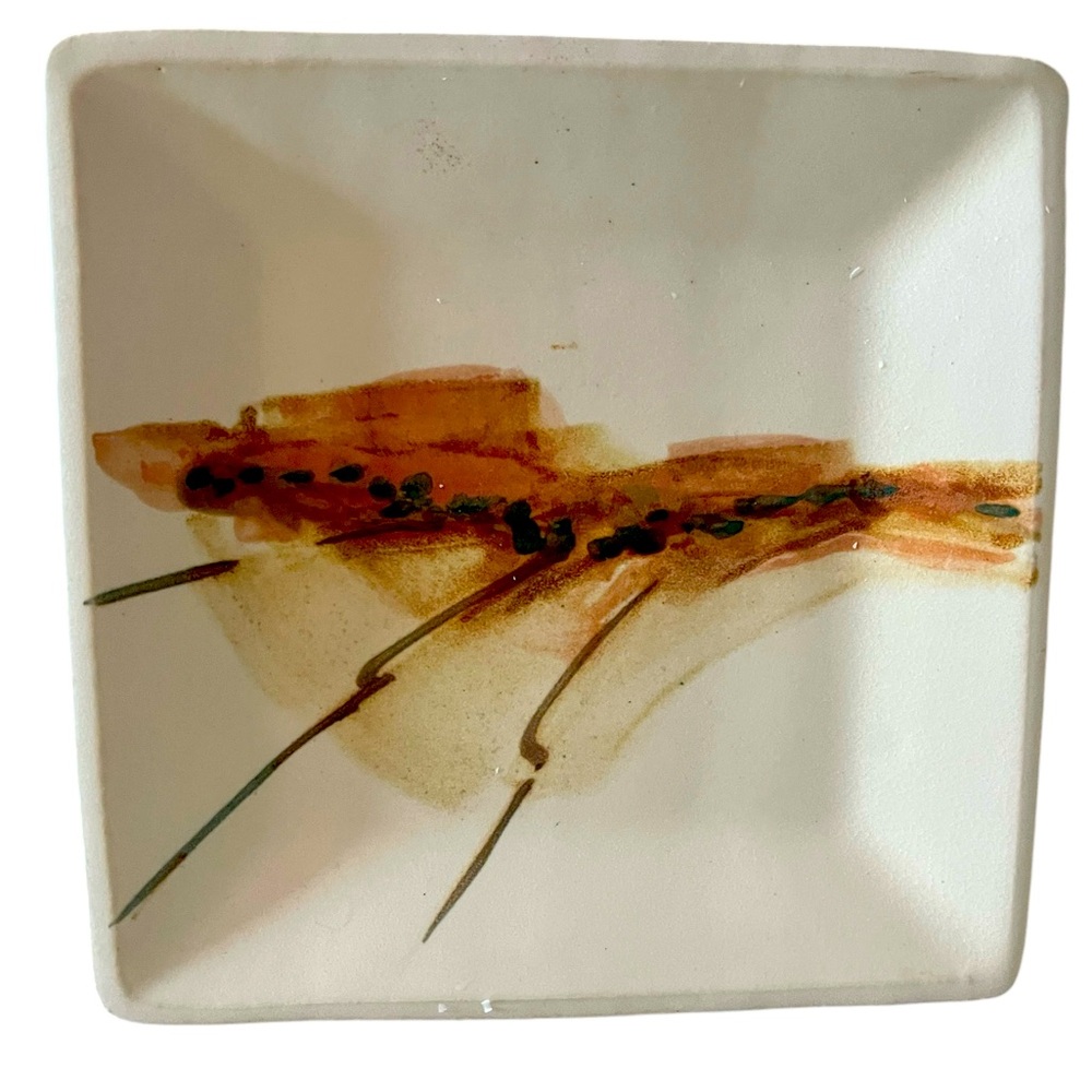 Vtg Handpainted 9” Stoneware Platter by New Mexico artist Luisa Baldinger Signed